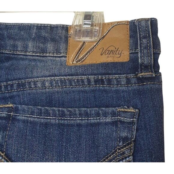 Vanity Womens Bootcut Jeans 28x33 Blue Denim Cowgirl Embroidered Low Rise Street - Picture 6 of 8